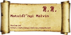 Matulányi Malvin névjegykártya